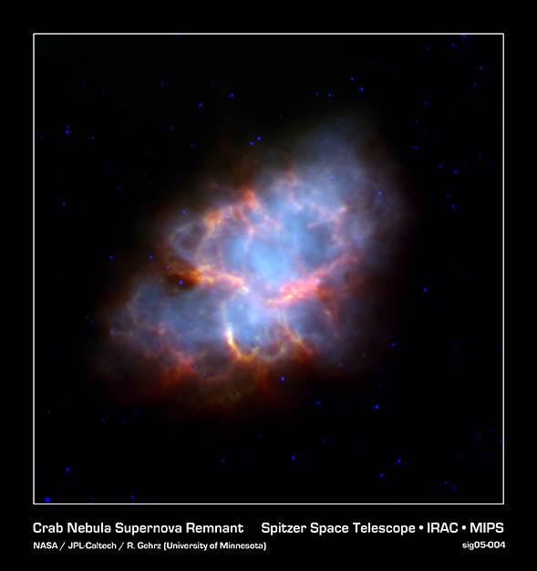Der Krebsnebel, Rest einer Supernova Aufgenommen vom Spitzer Space Telescope